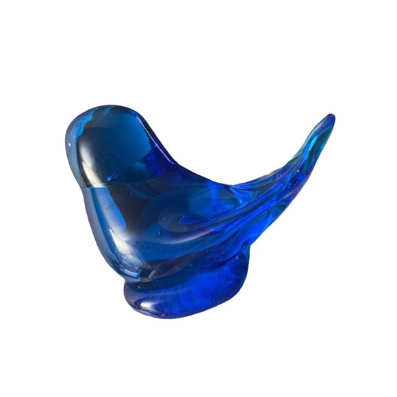 VTG ‘90 Titan Art Glass “Happy Little Bluebird” Cobalt Blue Signed Fayetteville - Picture 2 of 9